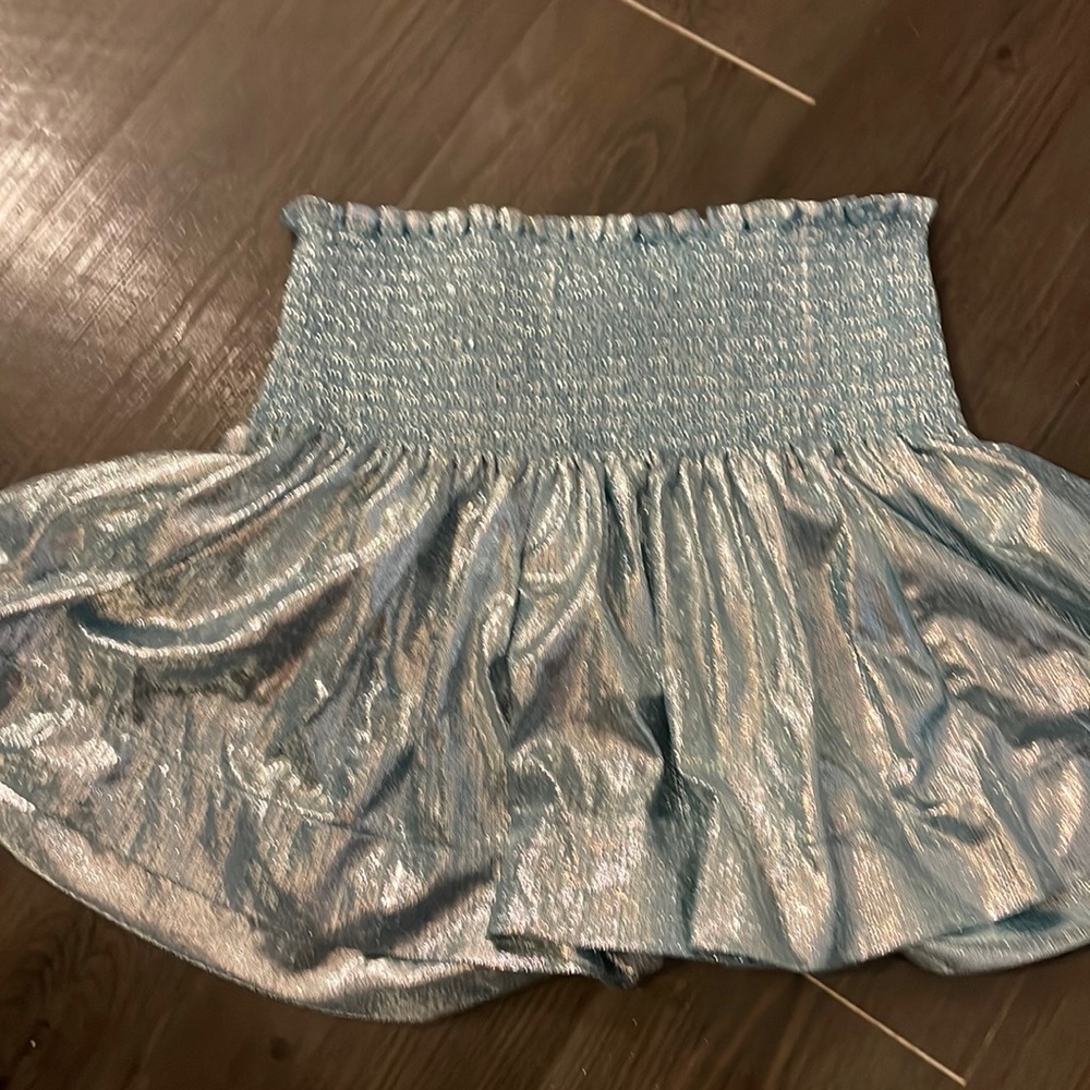 Queen of Sparkles Light Blue Metallic Swing Shorts